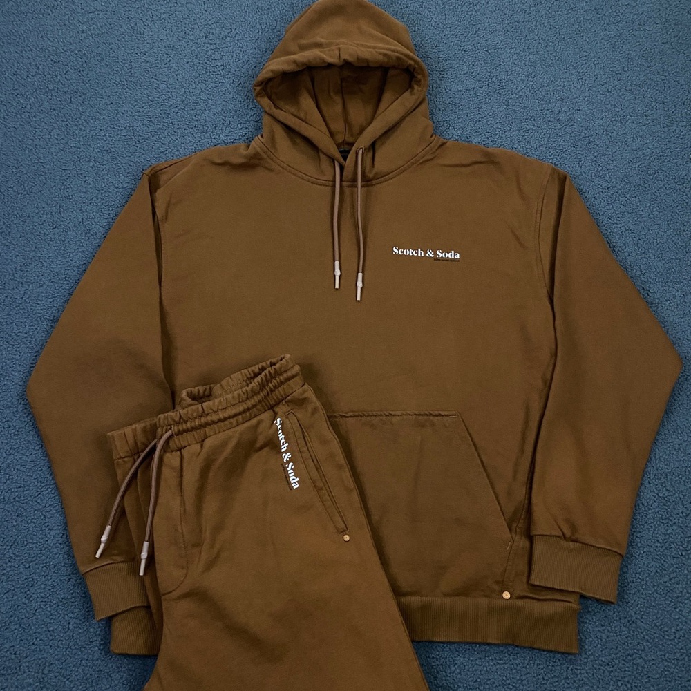 Scotch & Soda Sweatsuit Mens 2XL/XL Brown French Terry Hoodie Jogger Set